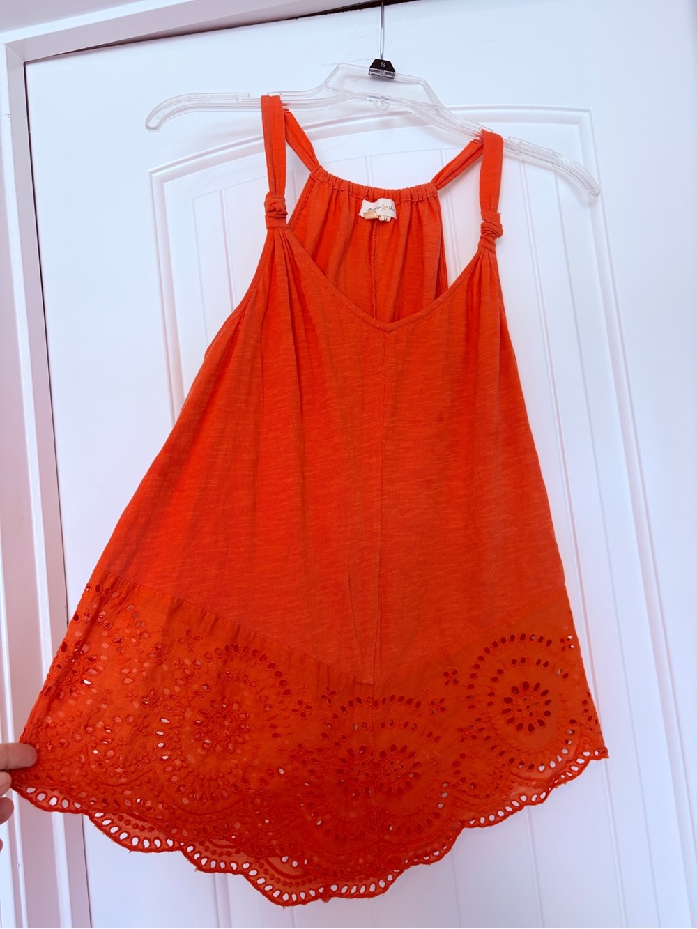 Anthropologie Women’s Orange Eyelet Hem Swing Tank Top